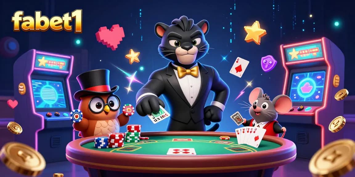 Experience fabet1 with a glamorous casino scene filled with vibrant characters and gaming elements.