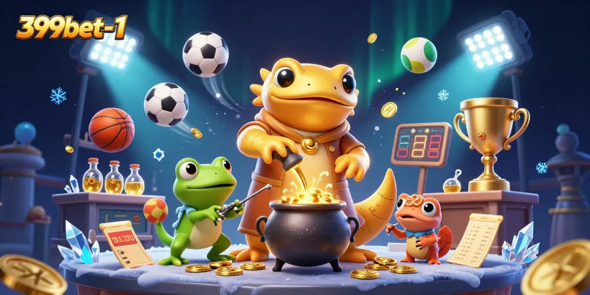 Experience thrilling gameplay at 399bet-1 with gold coins and sports elements in a dynamic casino scene.