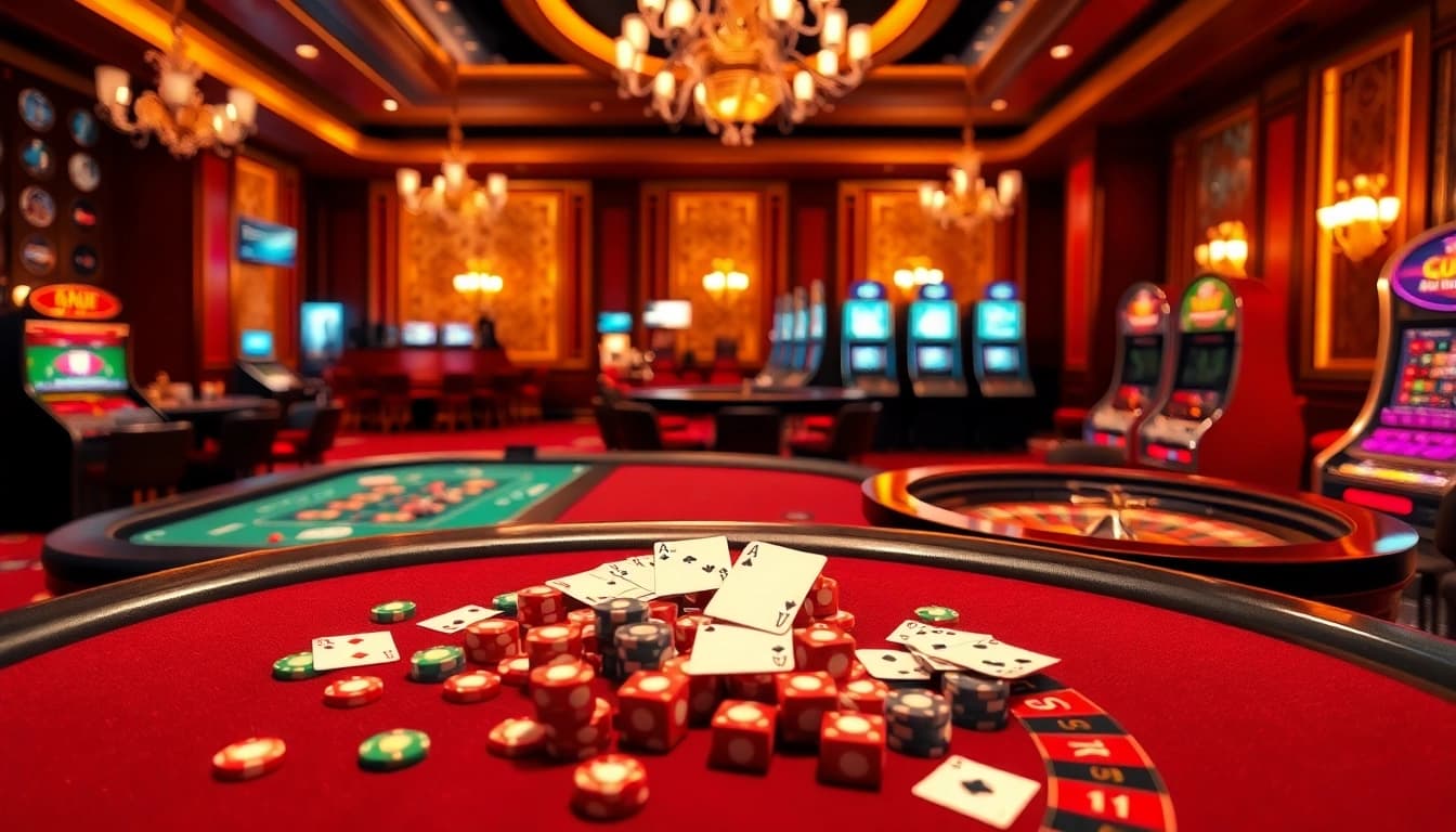 Engaging thrill of play at Nhà Cái GO88 with vibrant casino tables and gaming elements.