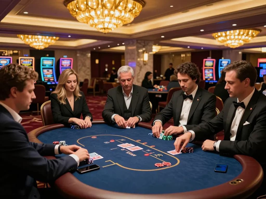 Alarife Architects' upscale poker scene showcasing professional gameplay in vibrant casino atmosphere