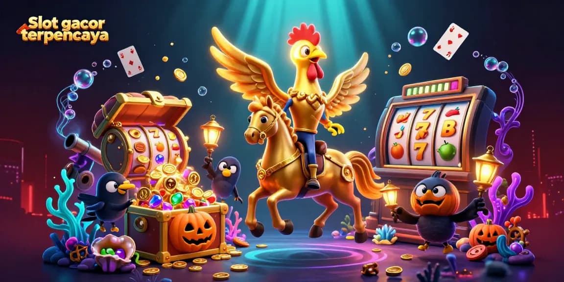 Spin to win with slot gacor terpercaya in a vibrant midnight casino scene teeming with action.