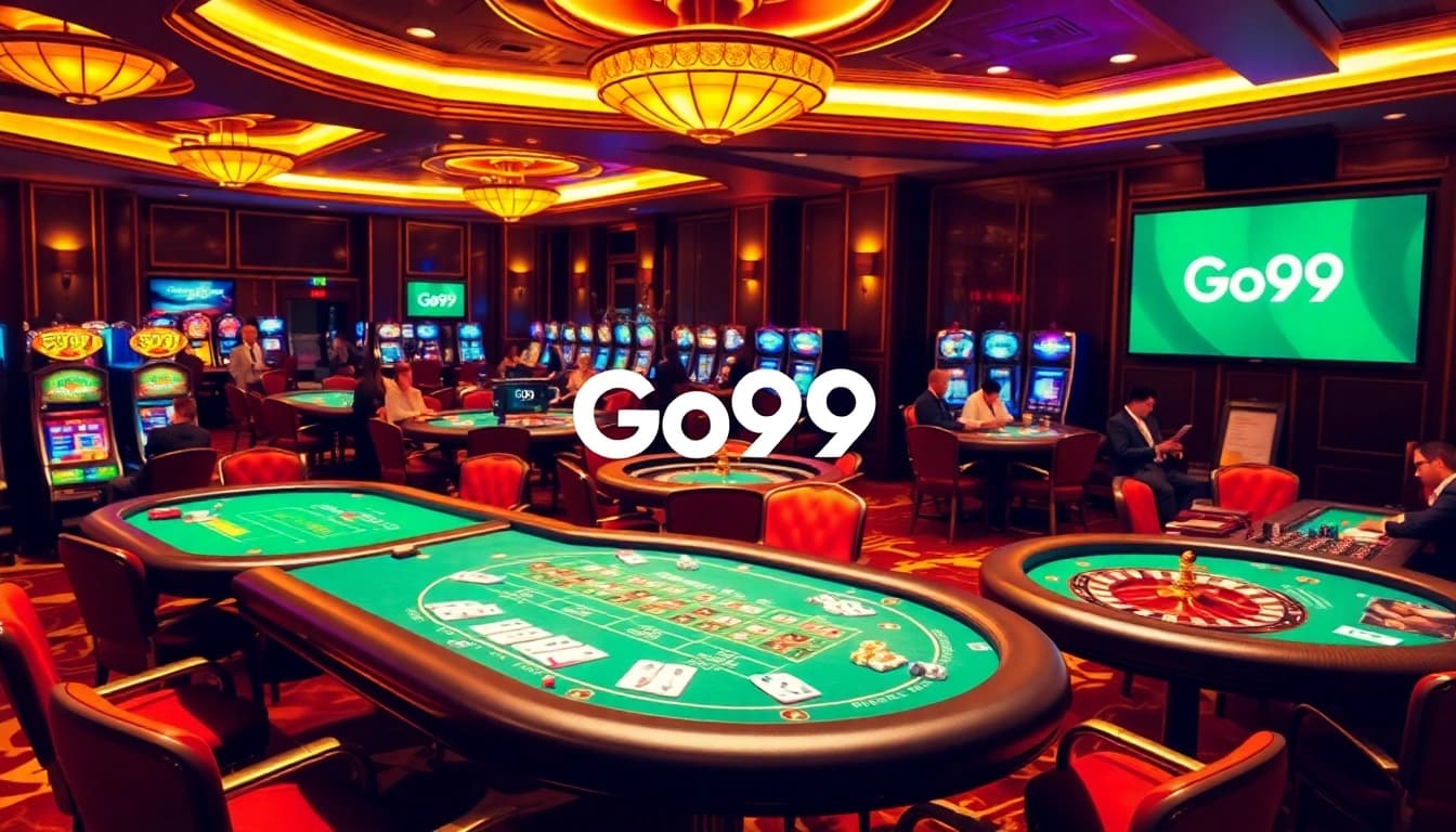 Experience the excitement of Go99's casino atmosphere with vibrant gaming tables and thrilling action.