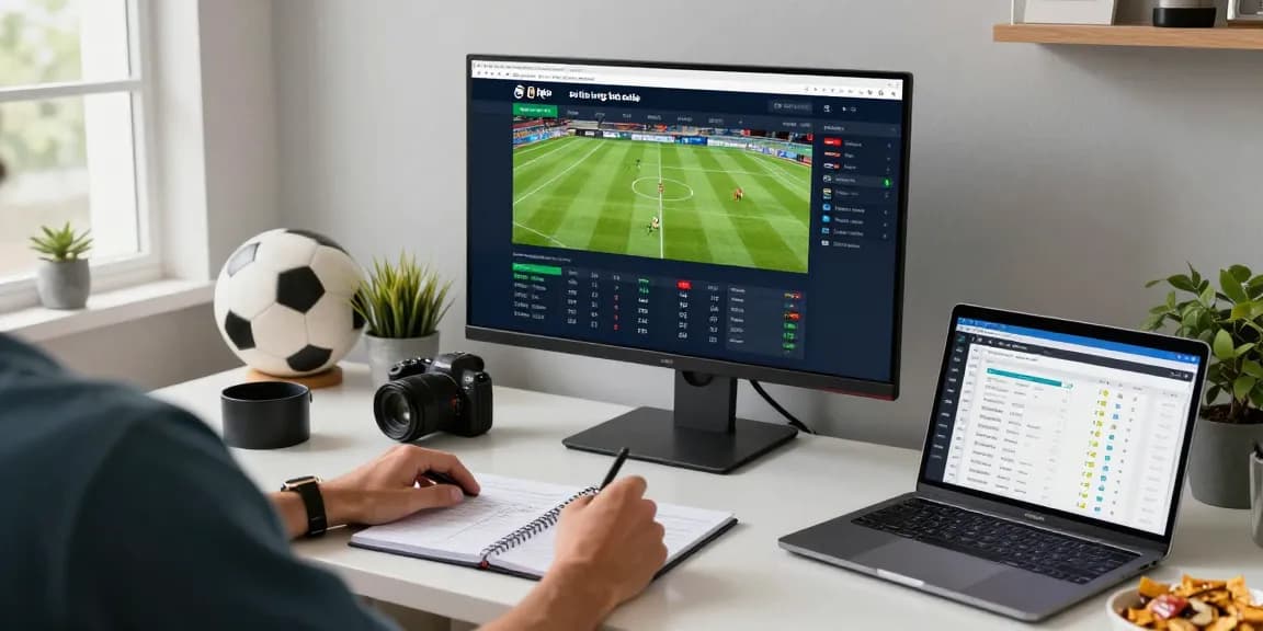 Soi kèo nhà cái displayed on a monitor in an inviting home office, capturing the excitement of sports betting analysis.