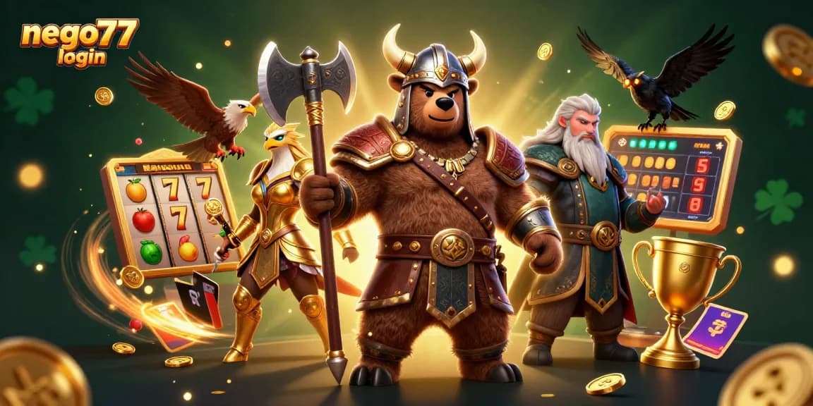Engage with nego77 login to check dynamic games and bonuses in a vibrant casino illustration.