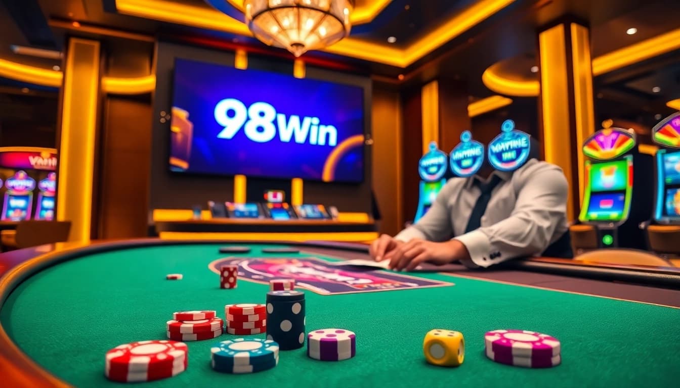 Experience the thrill of gambling with 98Win's glamorous casino atmosphere.