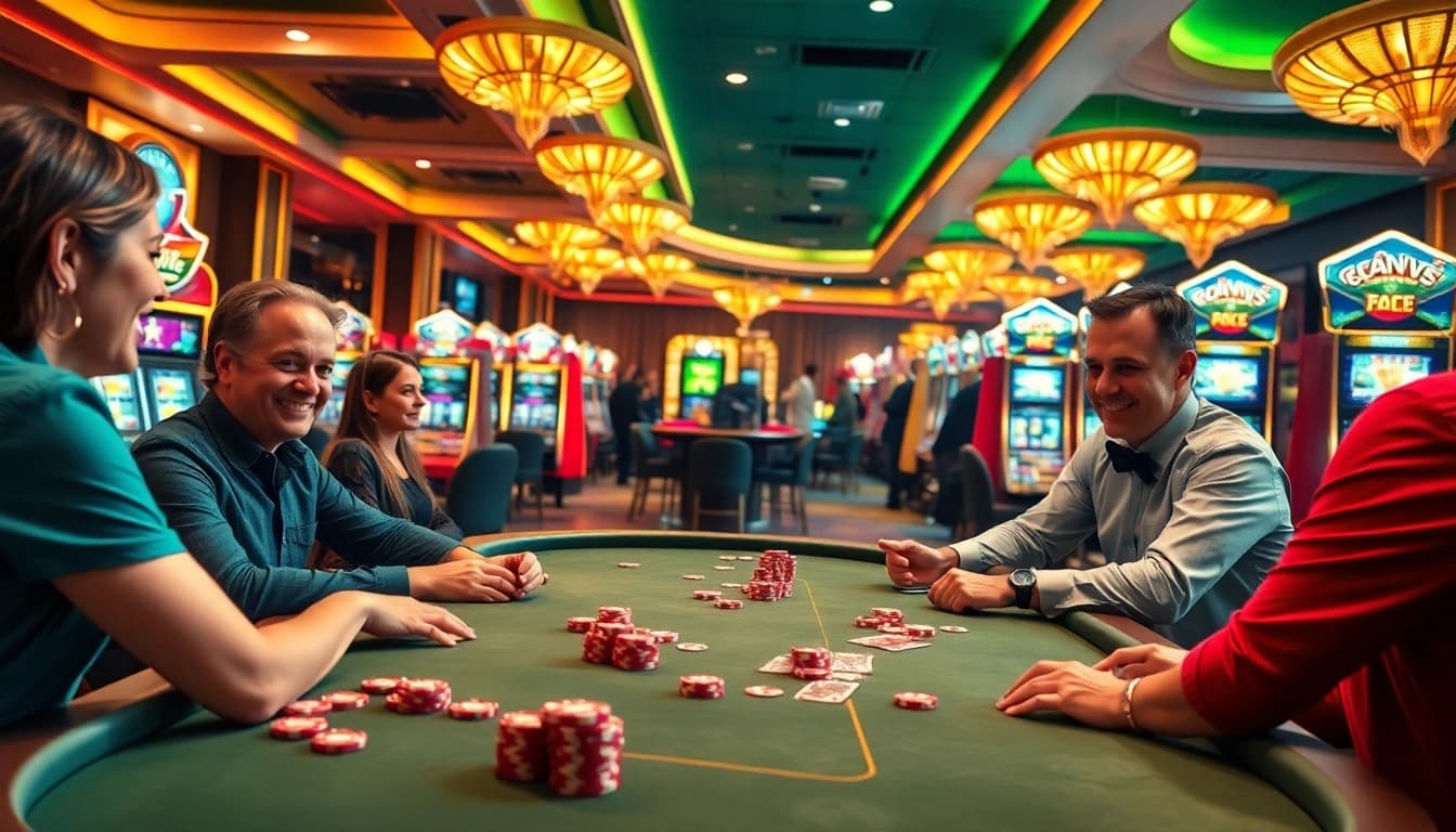 Experience the excitement of uvip娛樂 with players enjoying a poker game in a luxurious casino setting.