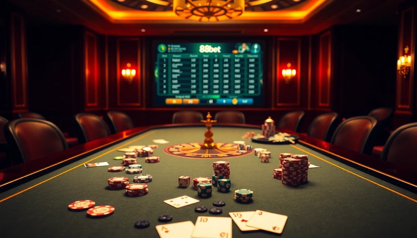 Engage in thrilling poker action at 88bet's luxurious casino settings.