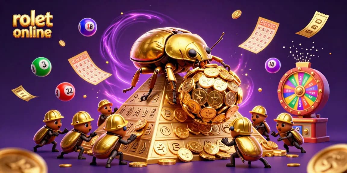 Experience thrilling gameplay with rolet online while colorful lottery elements and golden coins abound.