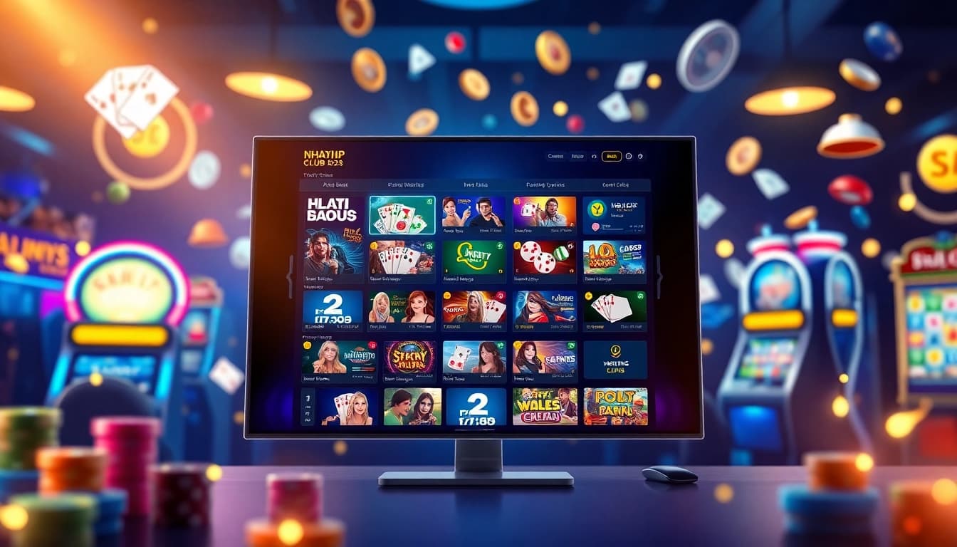 Nhatvip Club interface showcasing vibrant games and promotions for an engaging online gambling experience.