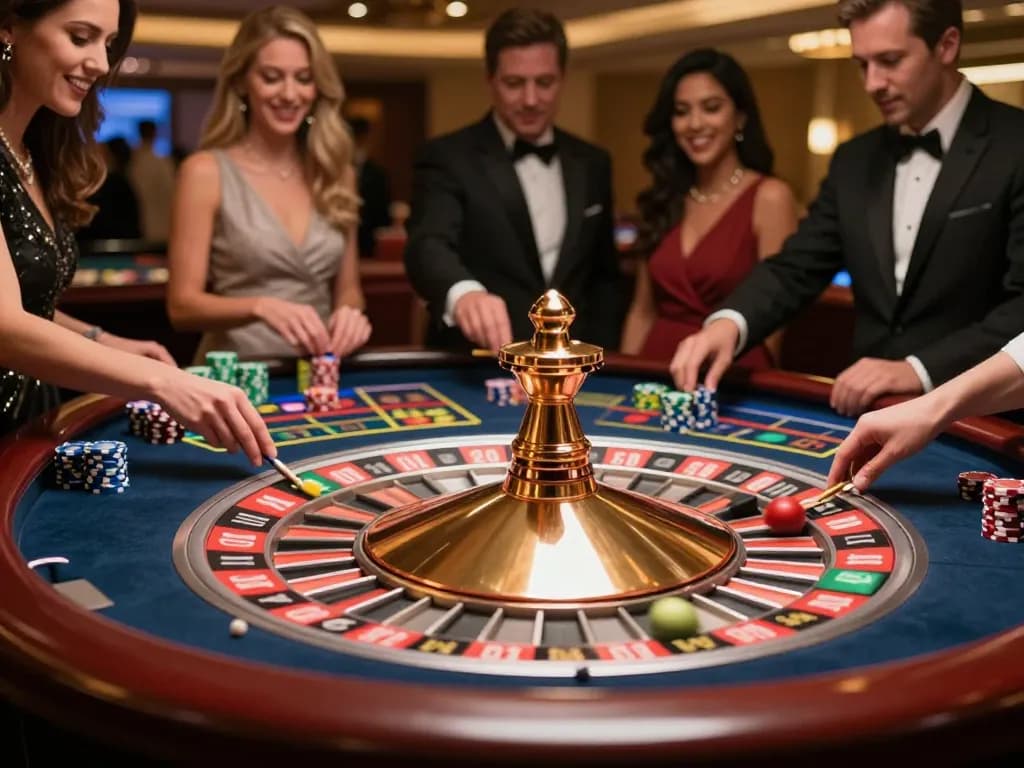 Experience thrilling roulette gameplay at a luxury casino venue, showcasing landlordmoneysaving strategies for winning bets.