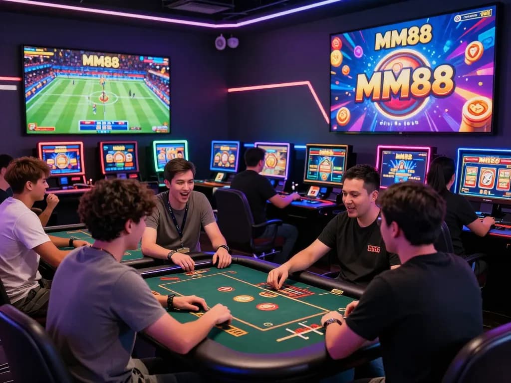 Exciting gaming atmosphere featuring MM88 link in vibrant online casino.