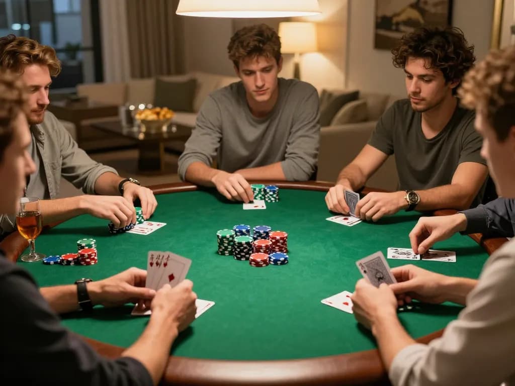 Enjoy a lively poker night with friends at taixiusunwin.art, featuring colorful chips and strategic gameplay.