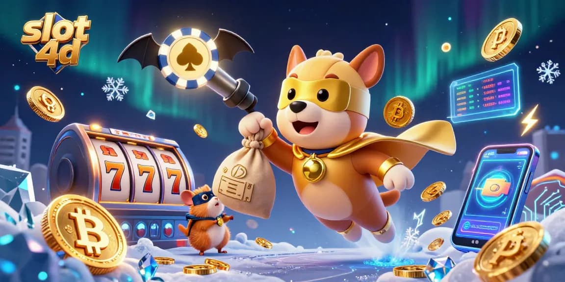 Experience thrilling gameplay with slot 4d, showcasing a superhero dog and vibrant casino elements.
