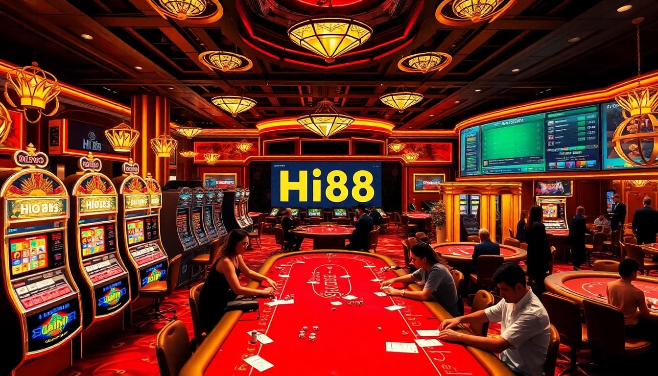Experience the thrilling atmosphere of Hi88's luxury online casino with engaging games and sleek design.