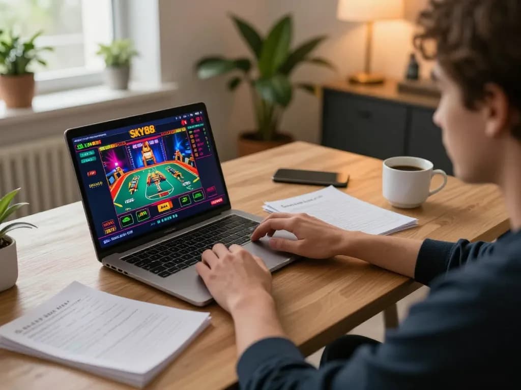 Engaging gameplay at SKY88 online casino showing live dealer interactions and strategic notes.