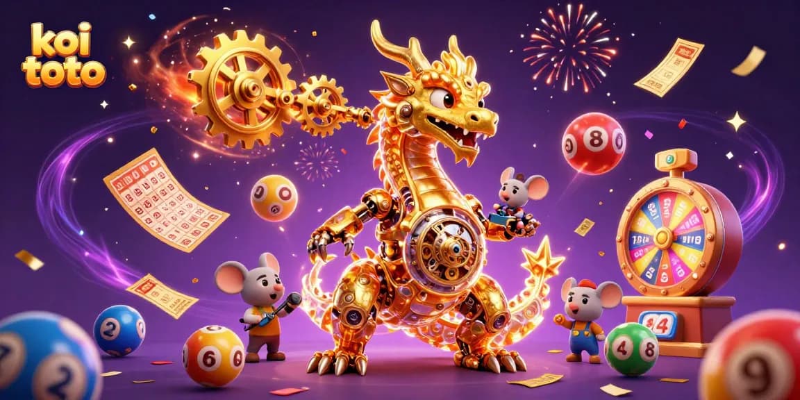 Play the luck of koi toto with vibrant lottery elements and dazzling effects of a dragon!