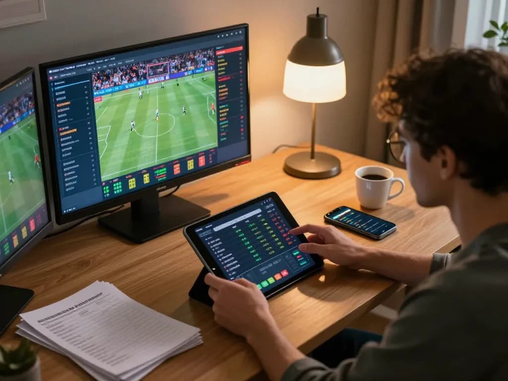 Betting enthusiast using 88aa mobile app in a cozy home setting during live sports event.