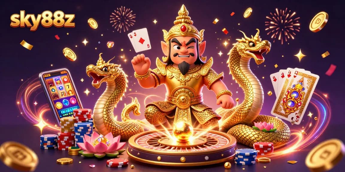 Experience exhilarating gaming with sky88z featuring a dynamic casino illustration.