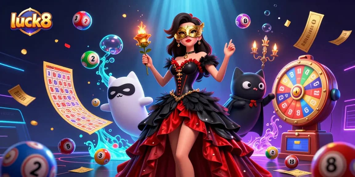 Experience the excitement of luck8 with a stunning illustration of casino elements and rewards.