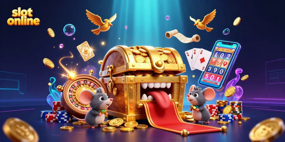 Engage with thrilling slot online adventures amidst golden riches and vibrant casino elements.