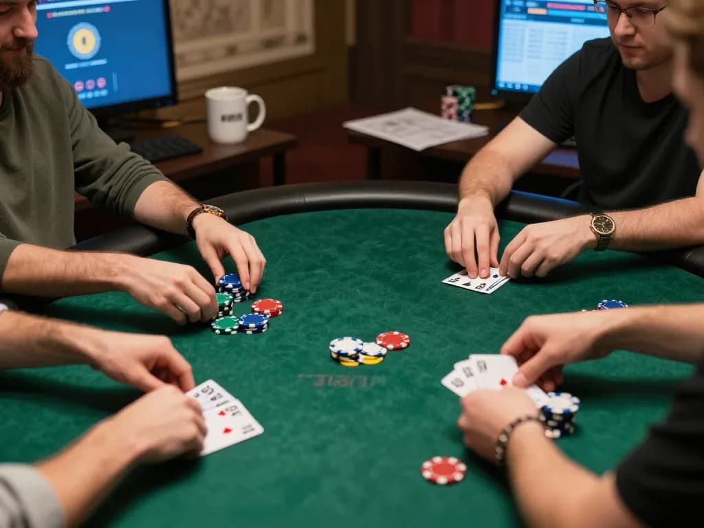 Experience the thrill of KP88 poker gameplay with winning hands and vibrant chips.