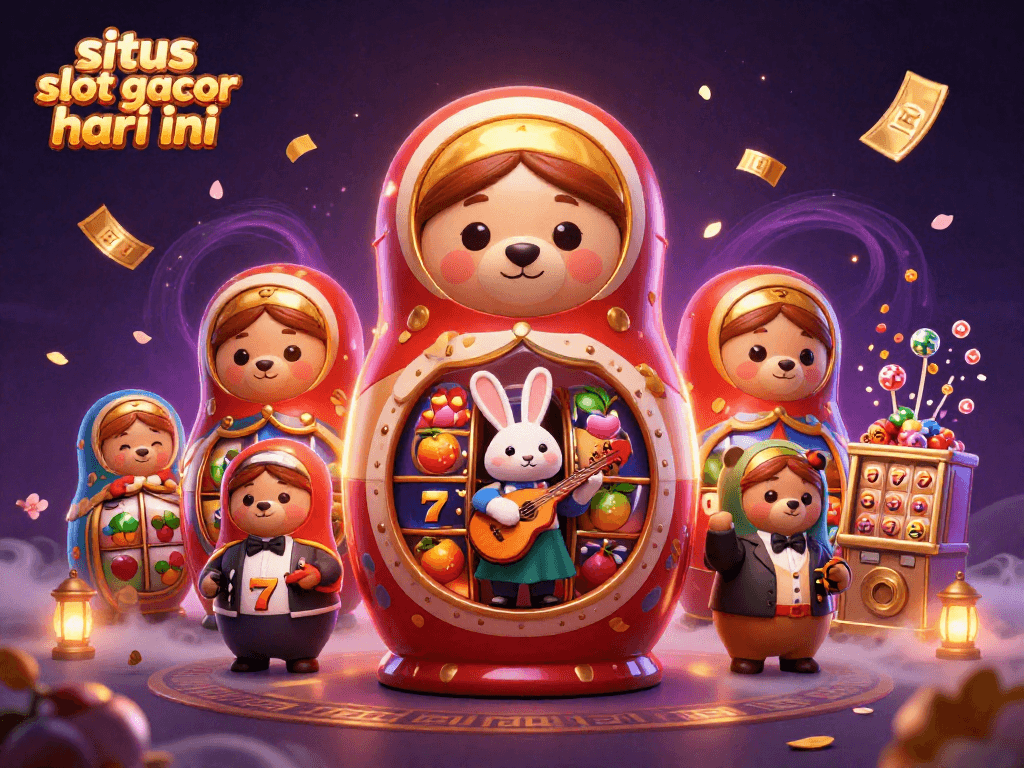 Experience thrilling moments with situs slot gacor hari ini, featuring vibrant slot reels and festive characters.