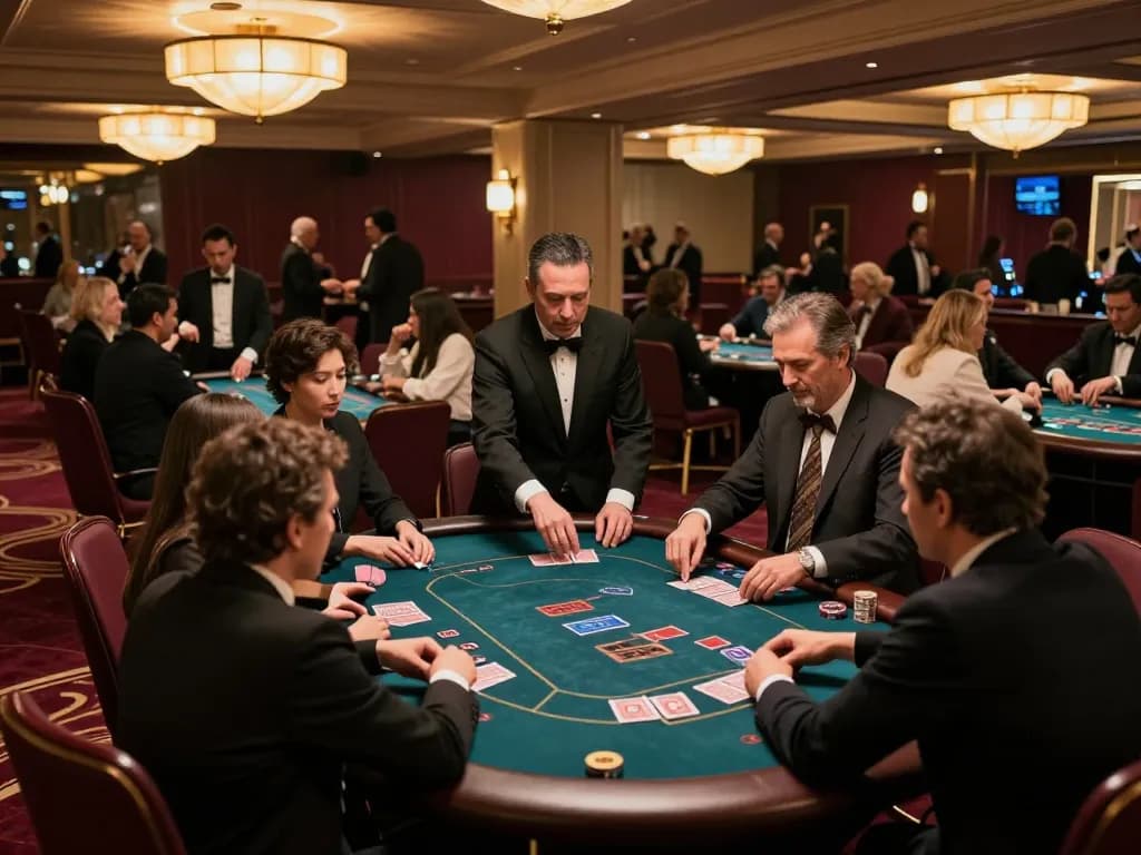 Players engage in thrilling gameplay at a casino, showcasing tỷ lệ nhà cái for a lively betting experience.