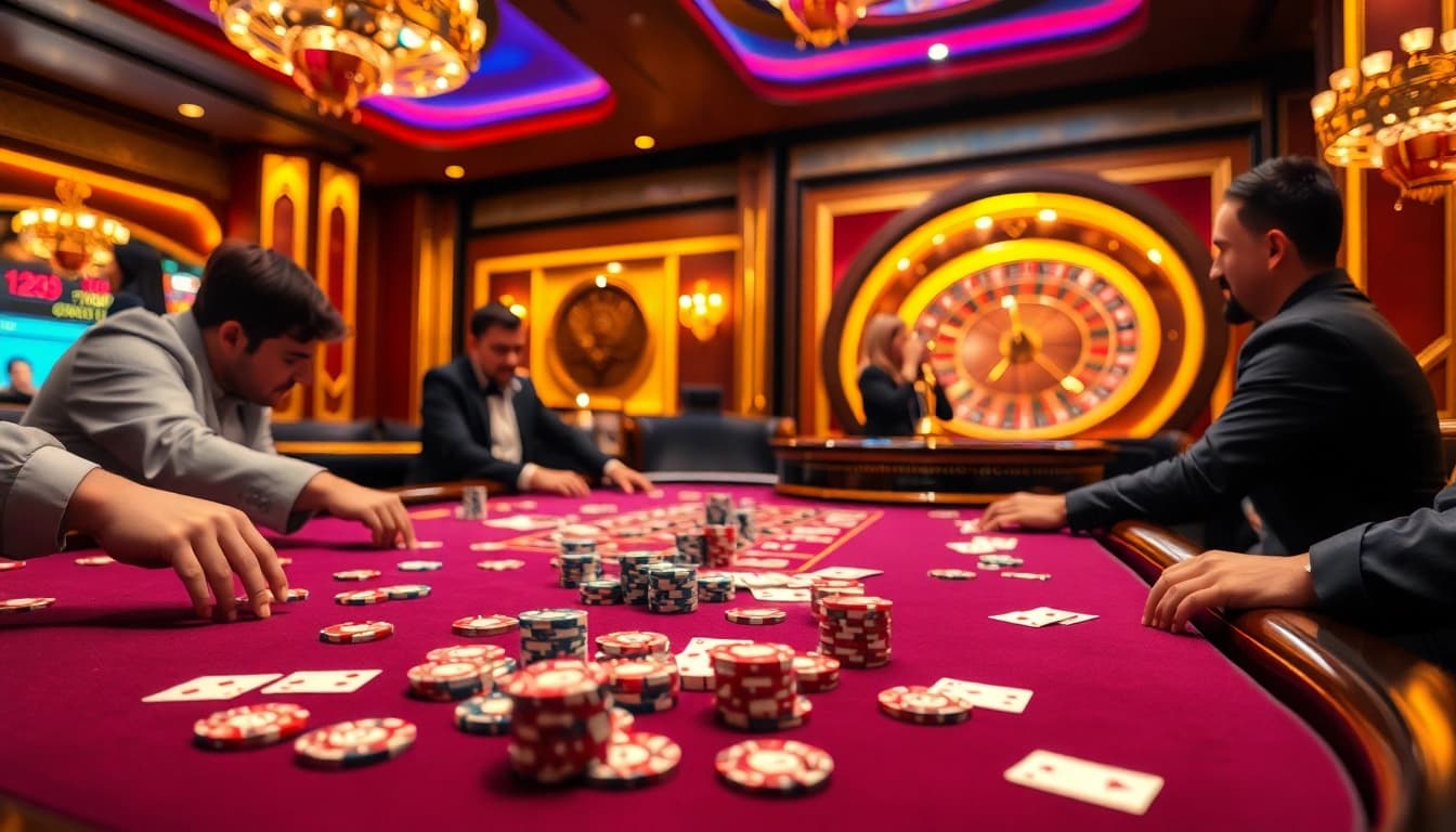 Players enjoying thrilling games at K88 casino with vibrant graphics and exciting atmosphere.