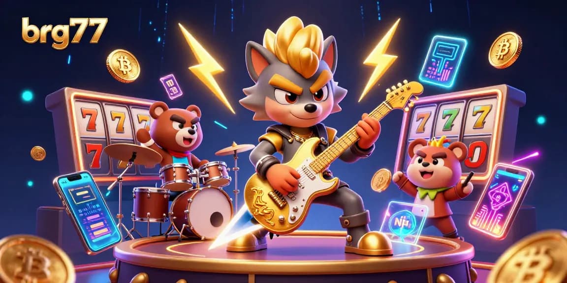 Experience exciting gameplay with brg77 as a cartoon wolf rocks the casino stage
