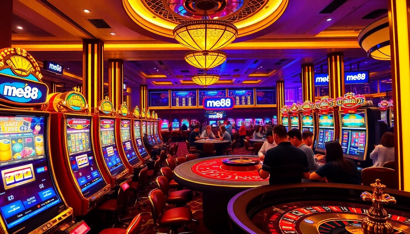 Players enjoying the exciting games at me88's premium casino environment