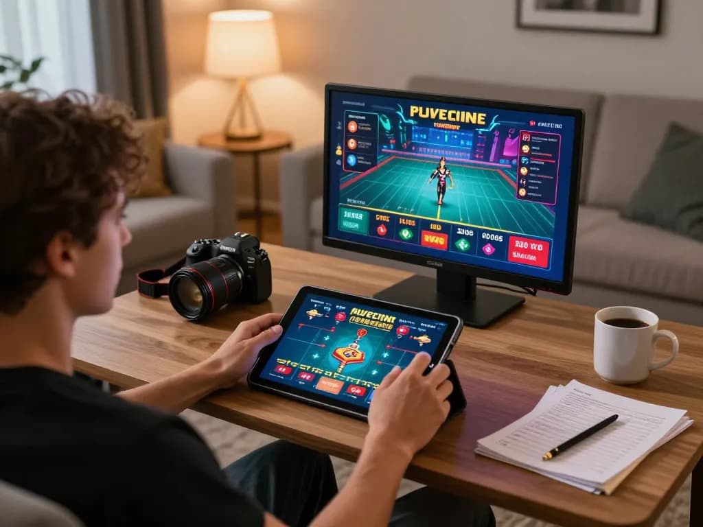 Engaged player strategies winning bets on FC88 live casino app in cozy home setting.
