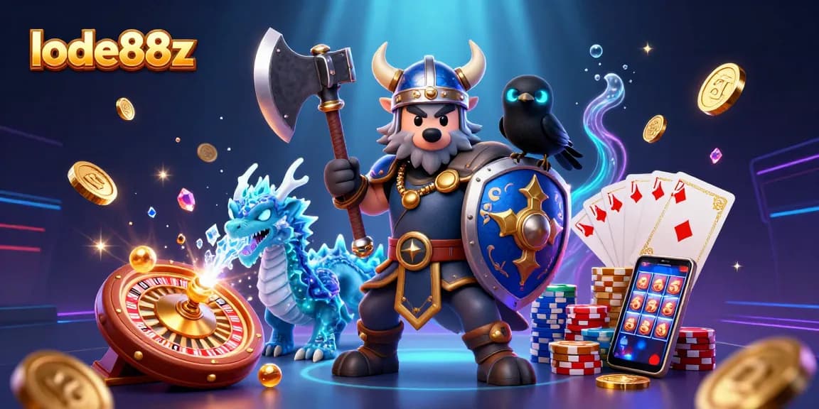 Experience thrilling gameplay with lode88z as Viking warriors and dragons fill the scene.