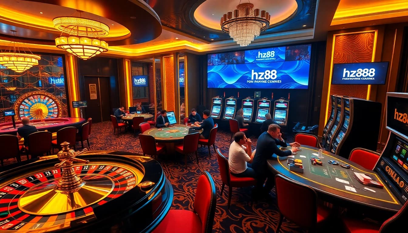 Experience the thrill of gaming at hz88 with vibrant casino tables and engaging players.