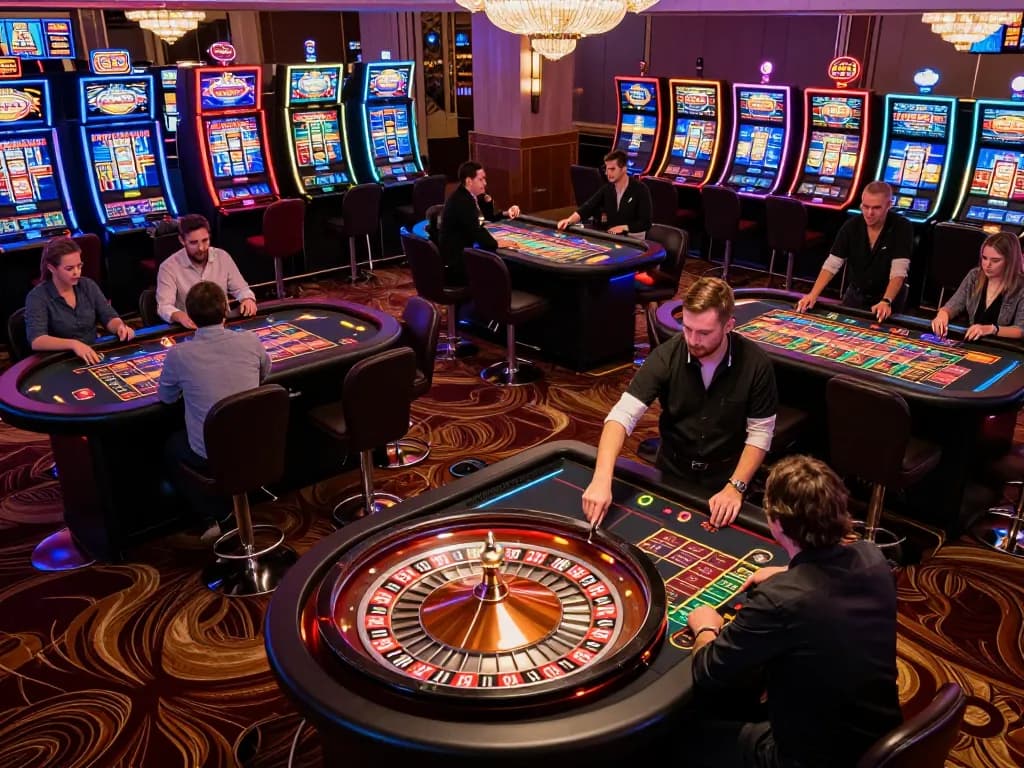 Players engaging at casinoer uden rofus roulette tables, experiencing vibrant gameplay atmosphere.