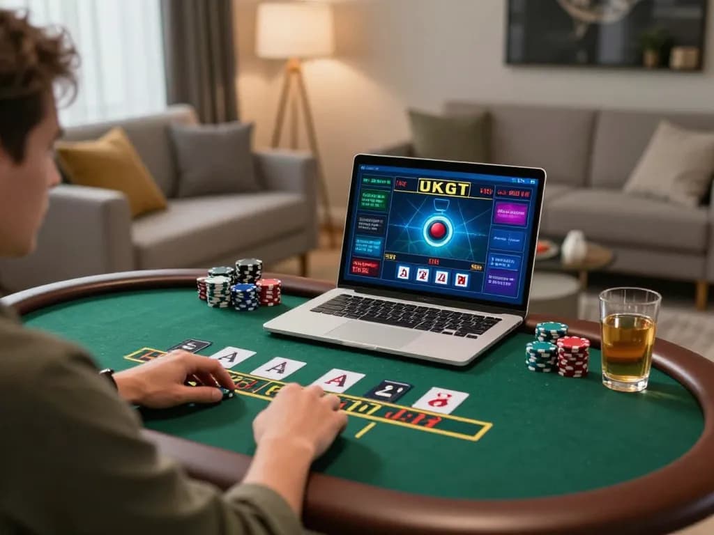 Player enjoying multiplayer blackjack on Xo88 website, with chips stacked and excited expression