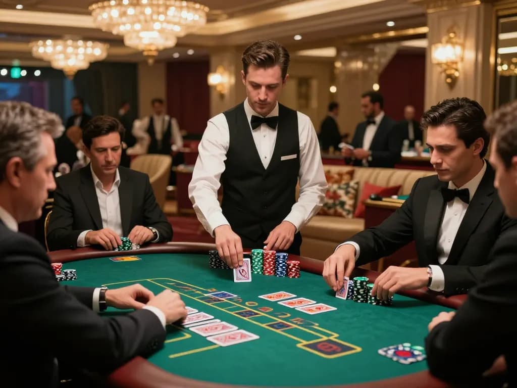 Players engaged in a high-stakes game at TK999 casino blackjack table, showcasing strategic play and tension.