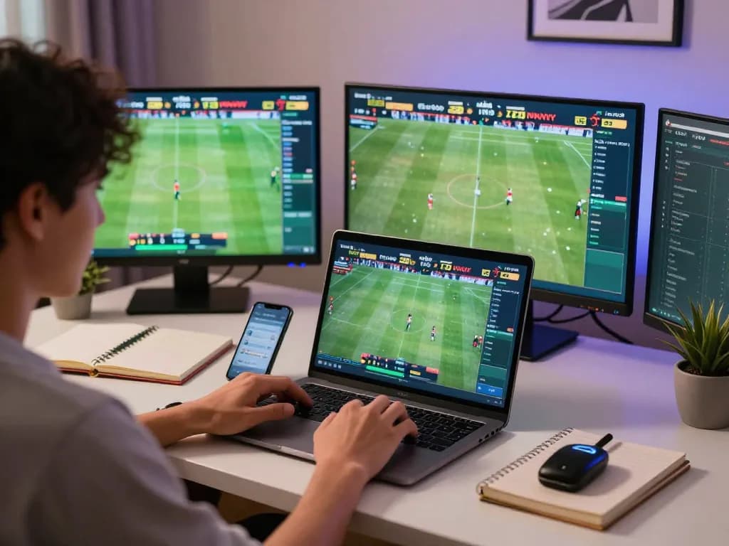 Betting on trang chủ rr88 with high stakes during an online gaming session, laptop and smartphone setup.