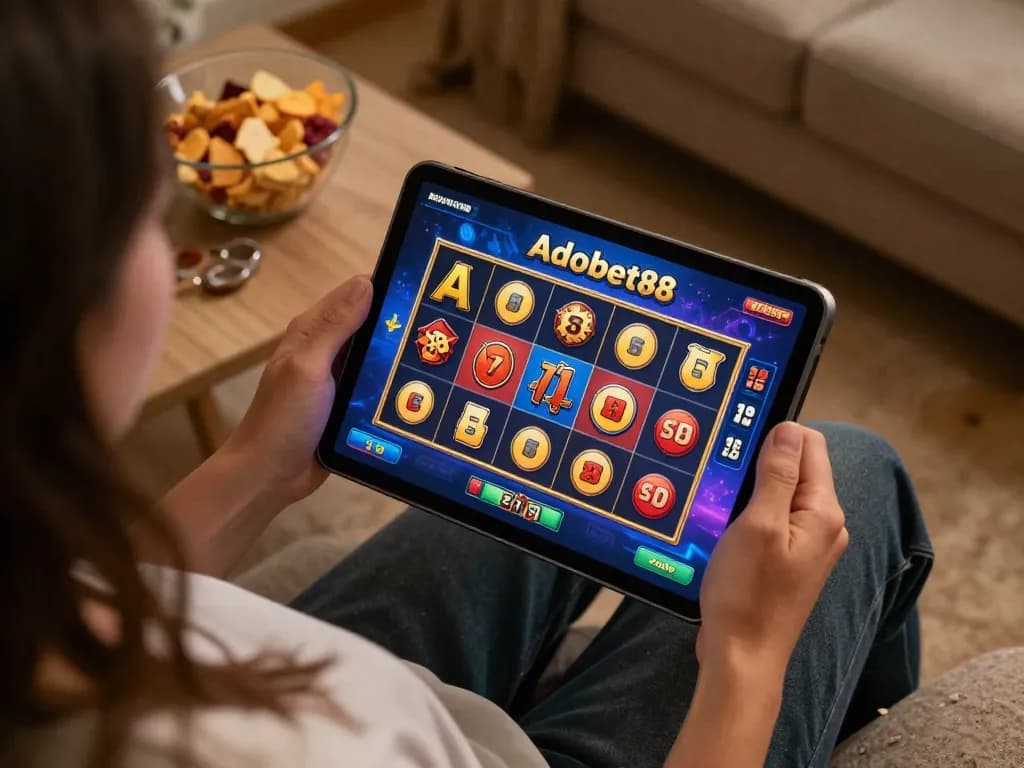 Experience high-quality gameplay with adobet88 slot on tablet in a cozy home environment