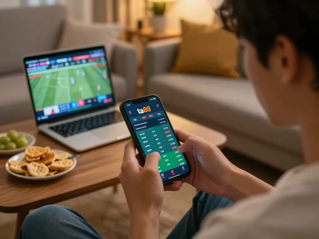 Engage in thrilling sports betting with ta88 through mobile app showcasing live match odds and stats.