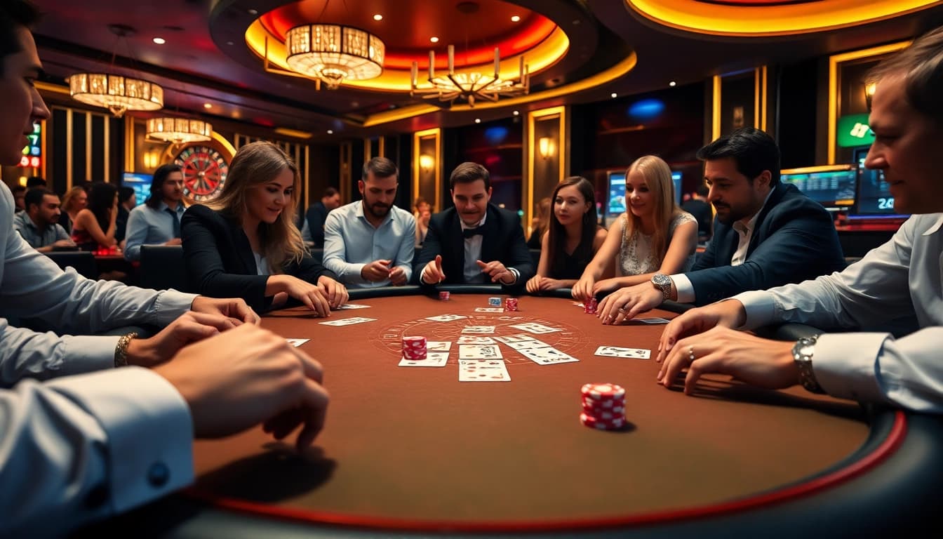 Experience the thrill of winning at SumClub with intense poker action and vibrant casino atmosphere.