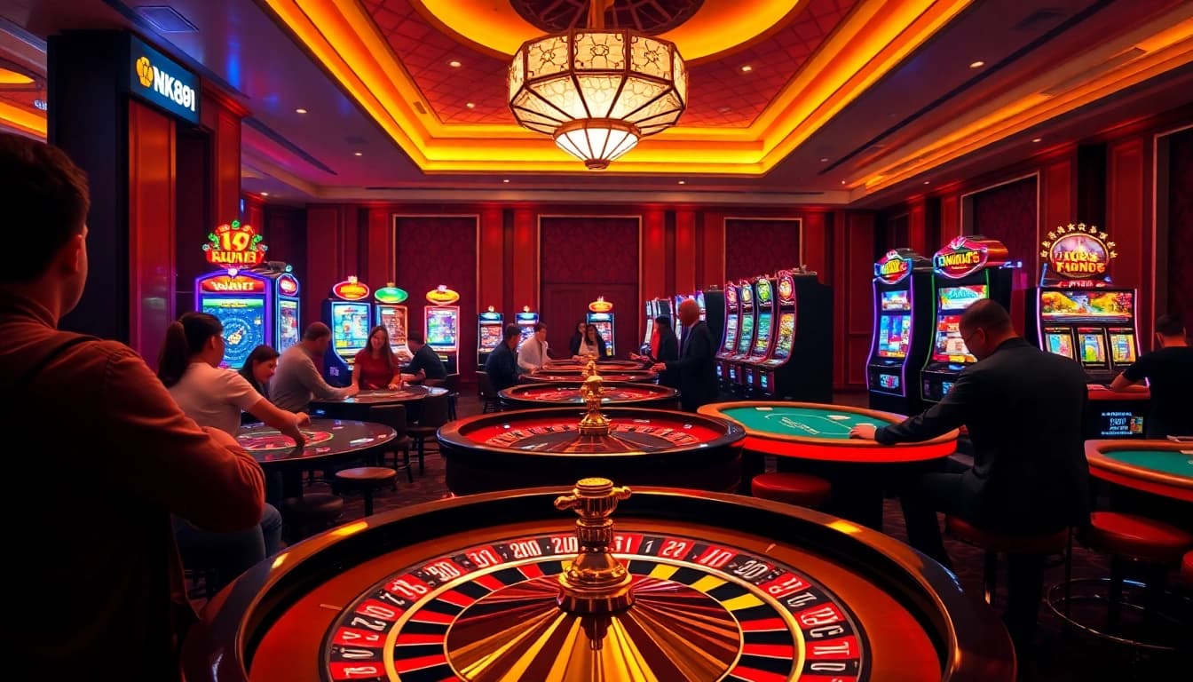 Engaging gambling action at https://nk88vip.it.com/ showcasing luxurious casino games and vibrant atmosphere.
