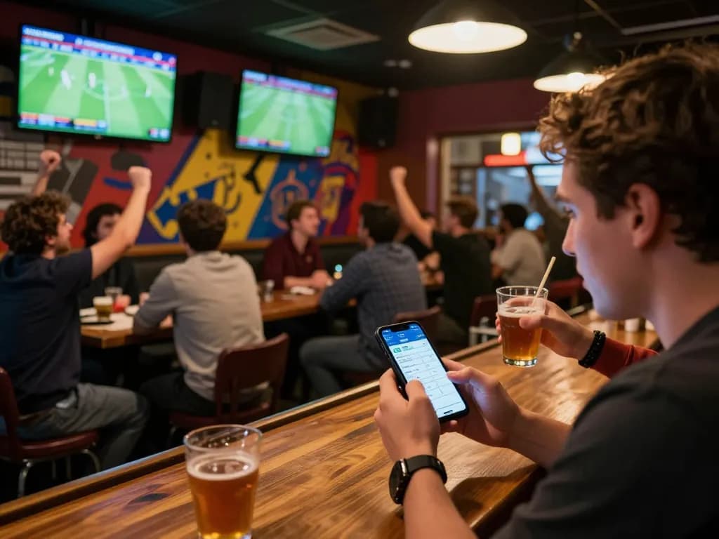 Savoring the thrill of soi keo nha cai during a lively sports betting event in a bar setting.