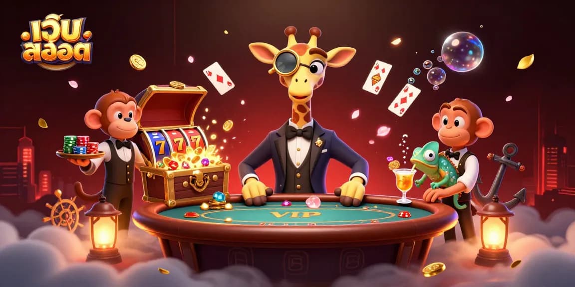 Experience thrilling gameplay in เว็บสล็อต featuring a high-roller giraffe and dynamic scene elements.
