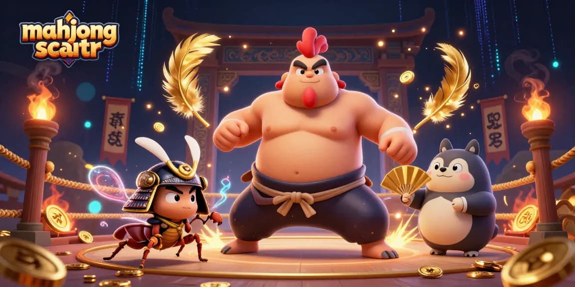 Engage with mahjong scatter as fierce characters in a vibrant 3D casino arena.