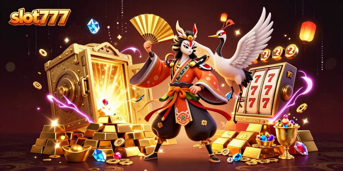 Spin the reels of slot777 with vibrant gems and riches in this dynamic casino illustration.