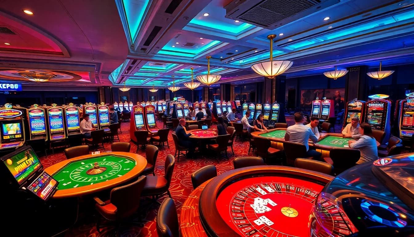 Experience thrilling gameplay at kp88 with vibrant casino tables and engaging players.