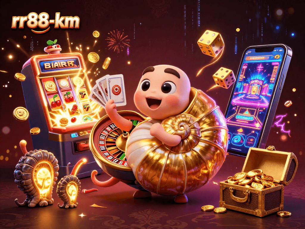 Experience thrilling gaming with rr88-km's vibrant 3D casino scene full of dynamic elements.