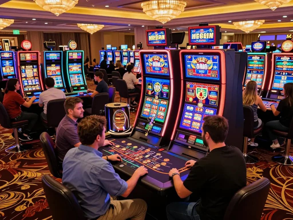 Players enjoying lively slot machines at TT88 casino, showcasing excitement and dynamic wins.