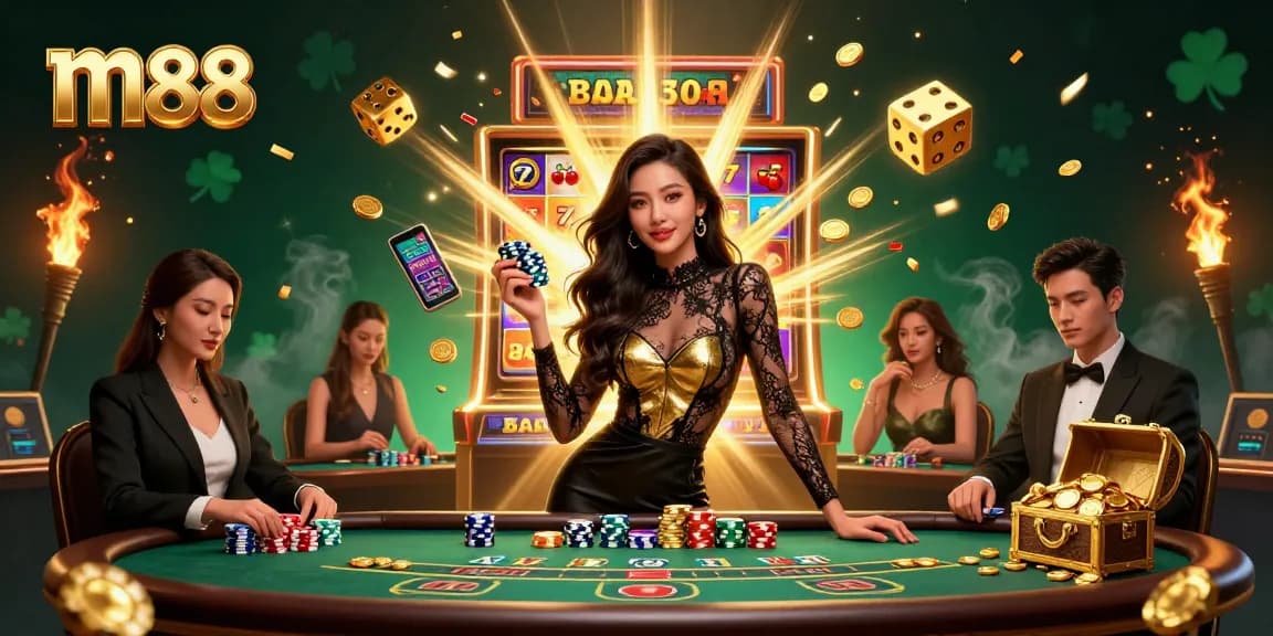 Rasakan kegembiraan kasino m88 dengan adegan baccarat mewah dan elemen jackpot dinamis.