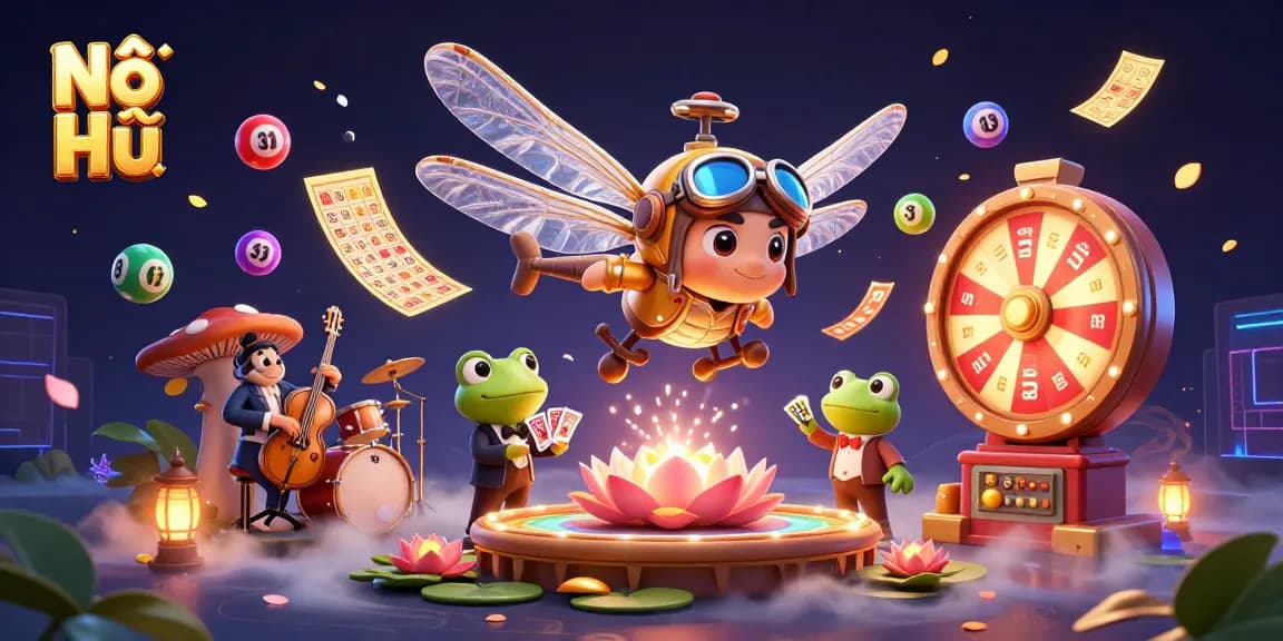 Experience thrilling Nổ Hũ gameplay with vibrant characters and explosive casino elements in a dynamic scene.